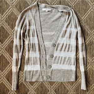 Brown and white striped cardigan Loft
